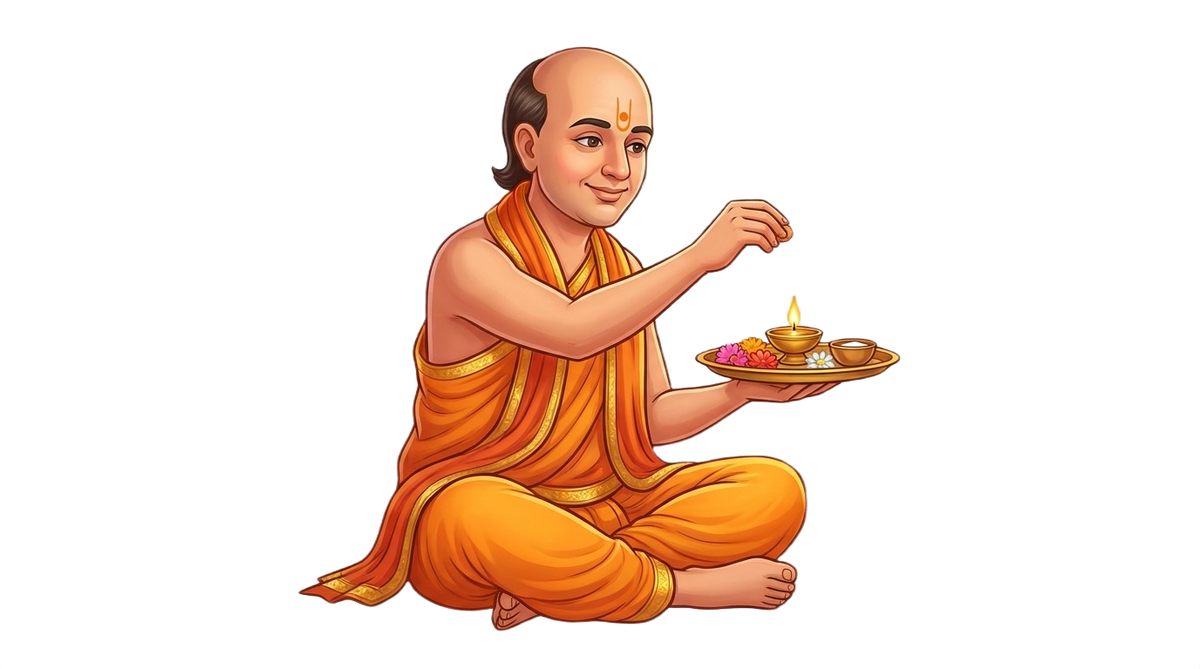 Transparent pandit ji cutout for North Smart Vedik Puja footer section